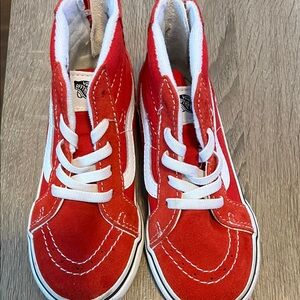 Vans Kids Red and White High-Top Sneakers